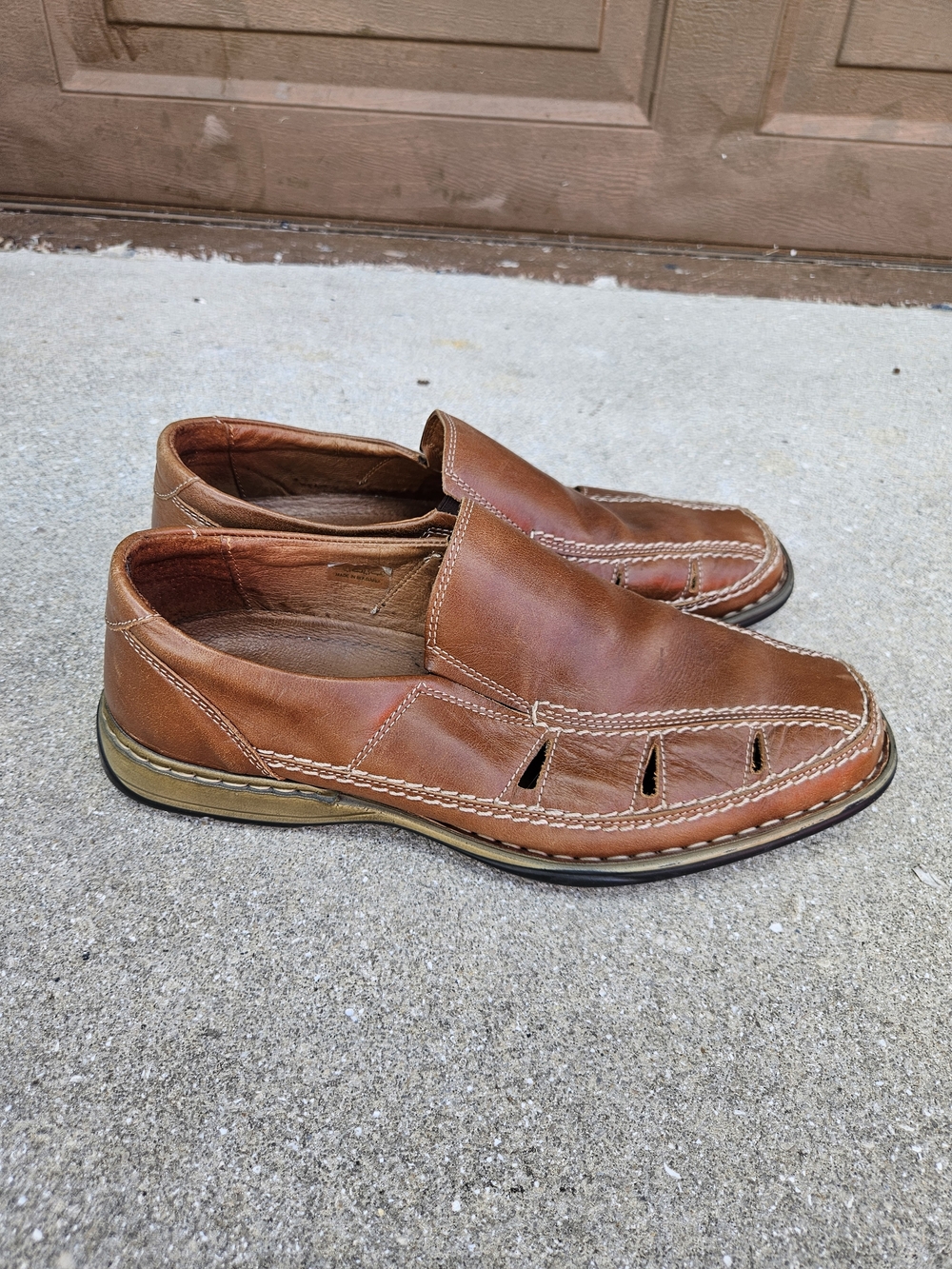 JOSEF SEIBEL Mens Fisherman Loafer Size 41 Brown Leather Slip On Casual Shoes